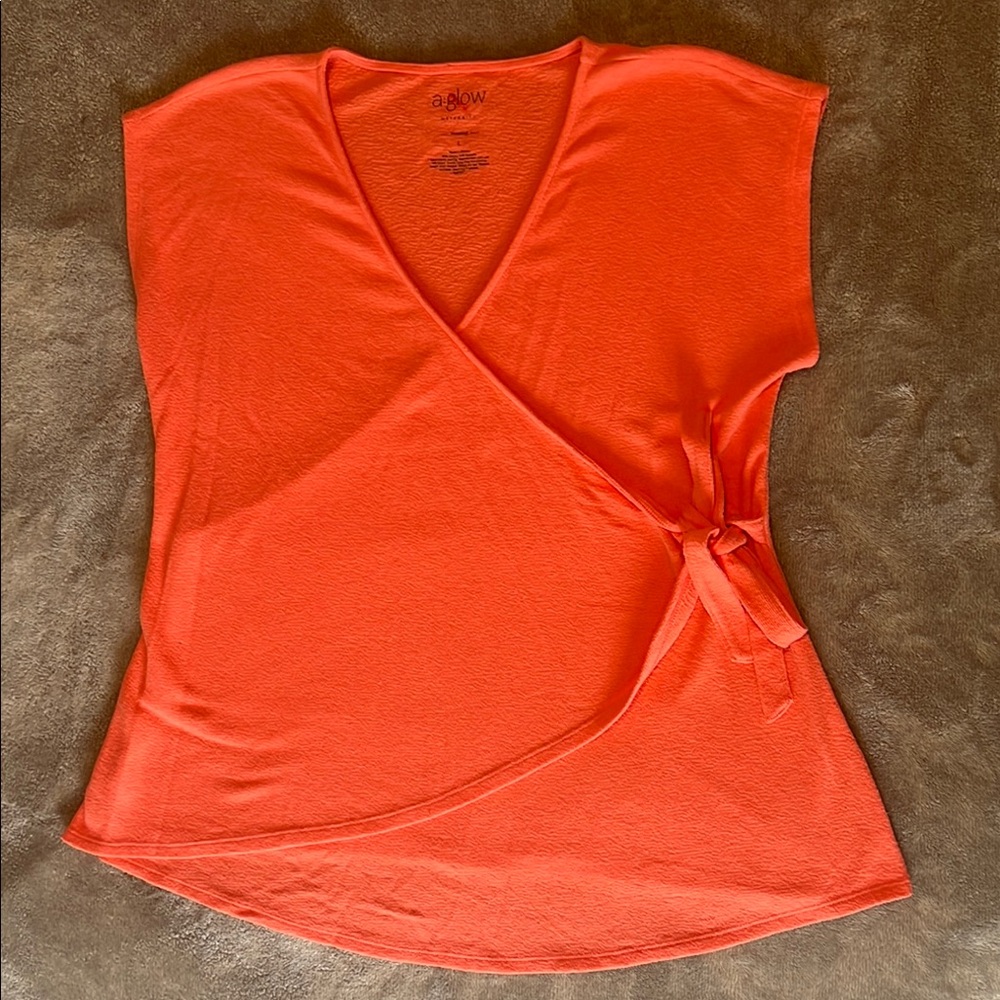 a:glow Coral Wrap Tie Front Maternity Blouse